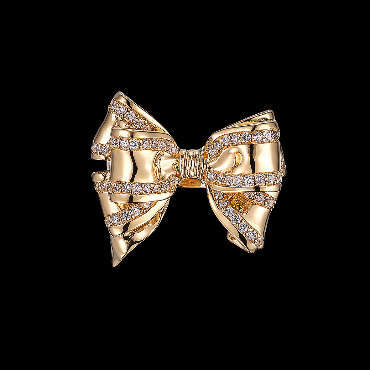 Golden Bow Ring, Ring, Anabela Chan Joaillerie - Fine jewelry with laboratory grown and created gemstones hand-crafted in the United Kingdom. Anabela Chan Joaillerie is the first fine jewellery brand in the world to champion laboratory-grown and created gemstones with high jewellery design, artisanal craftsmanship and a focus on ethical and sustainable innovations.
